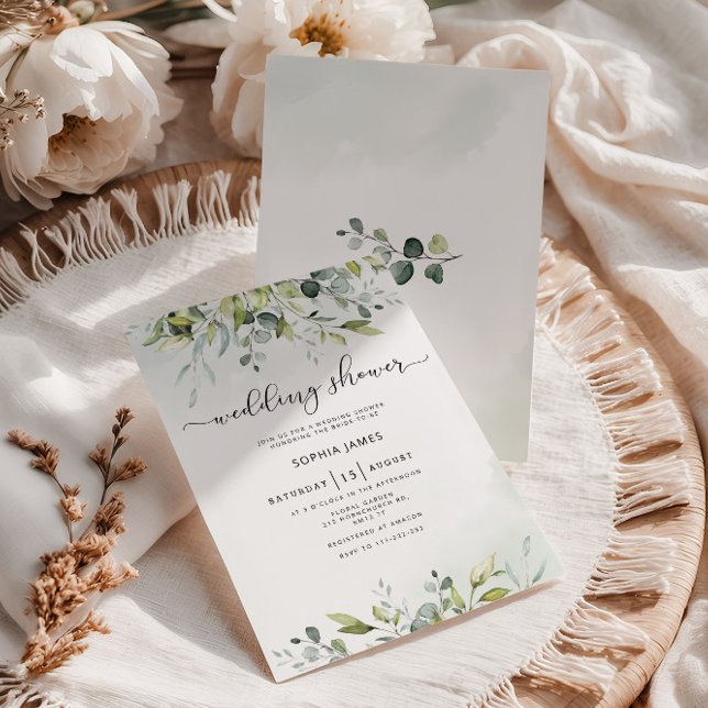 Invitation de mariage douche verdure eucalyptus (Créateur téléchargé)
