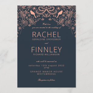Invitation de mariage dramatique bleu marine et co