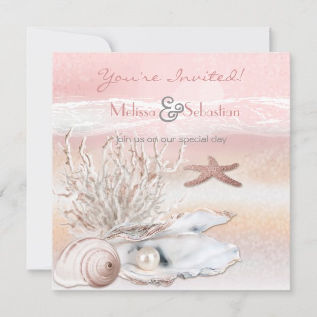 Invitation de mariage Dream Shore Beach Peach (Devant)