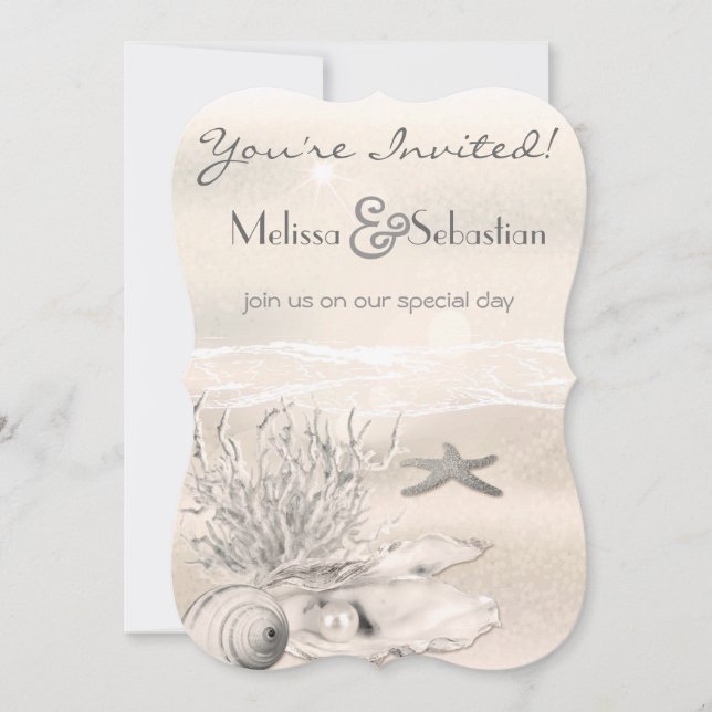 Invitation de mariage Dream Shore Beach Sepia (Devant)