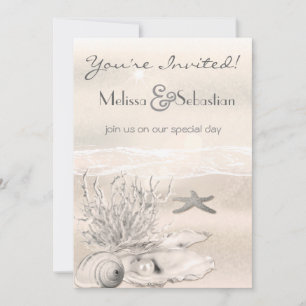 Invitation de mariage Dream Shore Beach Sepia