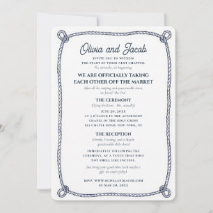 Invitation de mariage drôle avec corde nautique