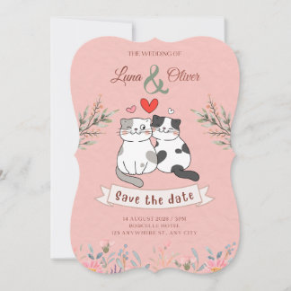 Invitation de mariage drôle de chat 