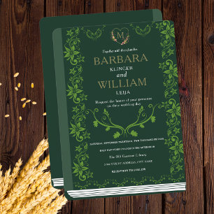 Invitation de mariage du livre de bibliothèque vin