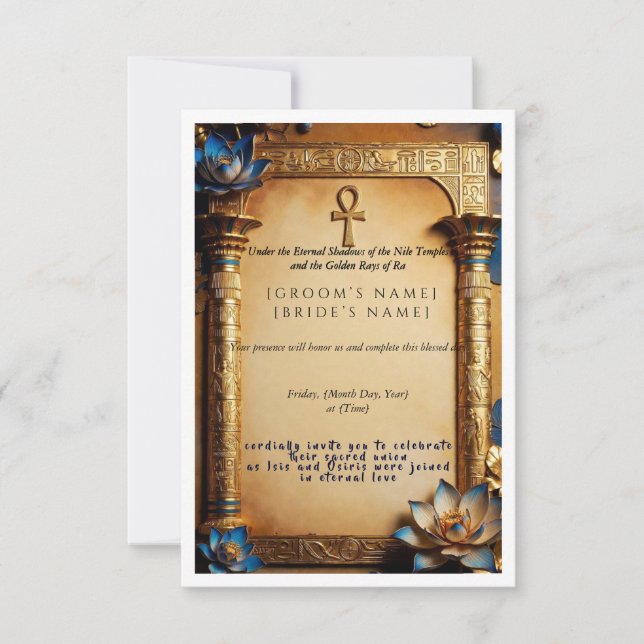 Invitation de mariage du pharaon égyptien de luxe  (Devant)