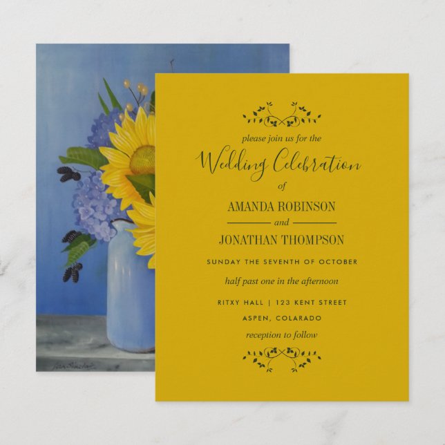 Invitation de mariage du printemps des tournesols (Devant / Derrière)