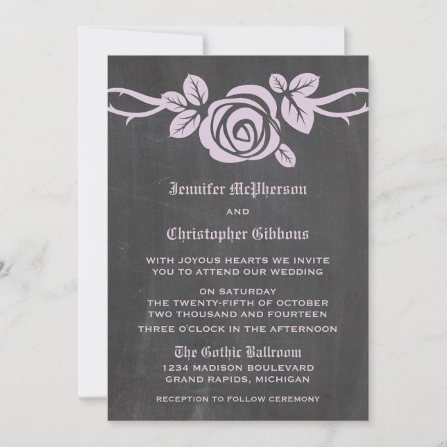 Invitation de mariage du Rose Lilac (Devant)