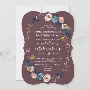 Invitation de mariage   Dusty Blue Floral Wreath M