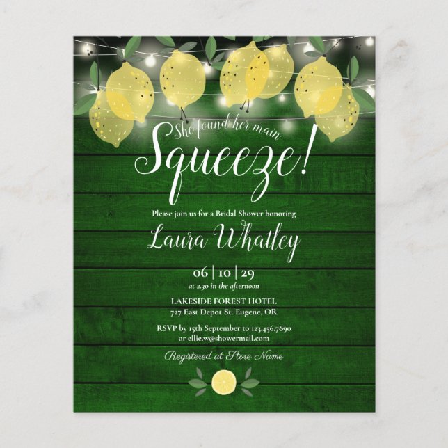 Invitation de mariage économique avec citron vert (Devant)