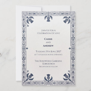 Invitation de mariage écossaise Blue Thistle Corne