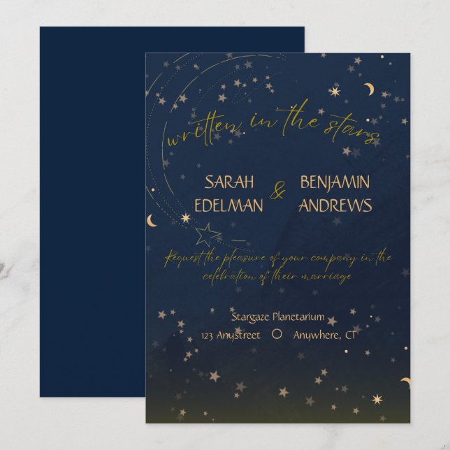 Invitation de mariage Écrit dans les étoiles (Devant / Derrière)