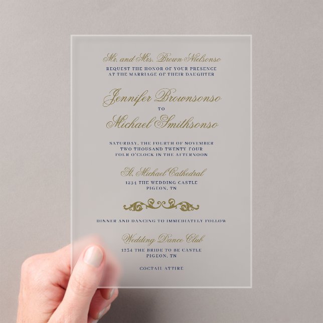 Invitation de mariage Élégance orientale or marine (In situ (ordinateur de poche))