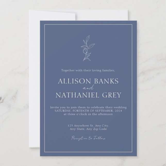 Invitation de mariage élégant foncé avec détails f (Devant)