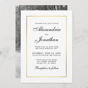Invitation de mariage élégant moderne - Photo noir
