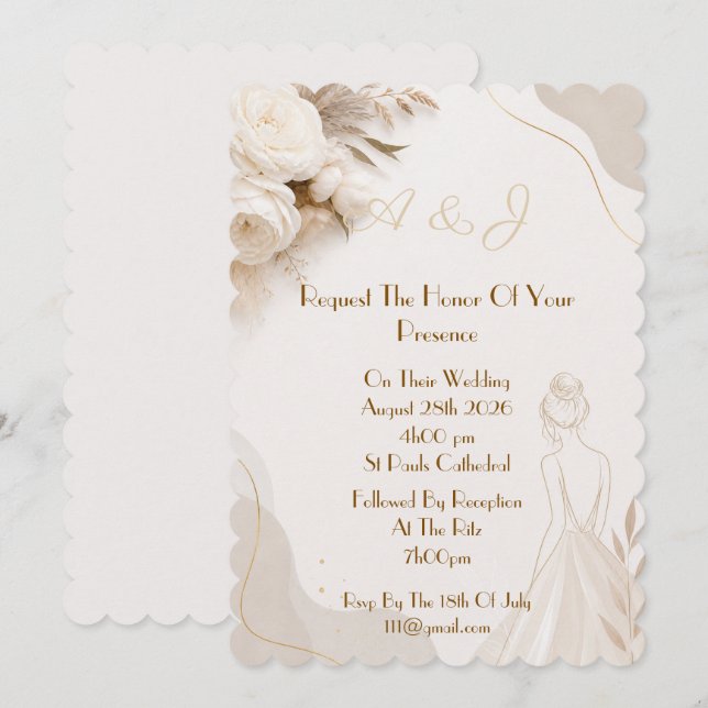 Invitation de mariage élégante (Devant / Derrière)