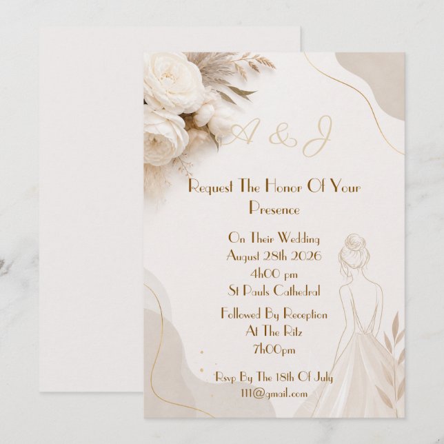 Invitation de mariage élégante (Devant / Derrière)