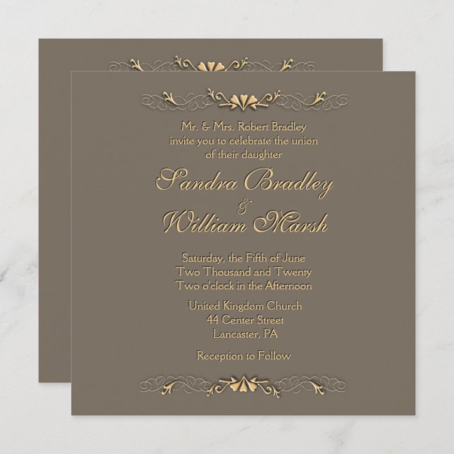 Invitation de mariage élégante (Devant / Derrière)