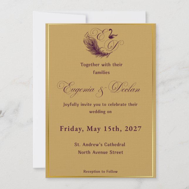 Invitation de mariage élégante (Devant)