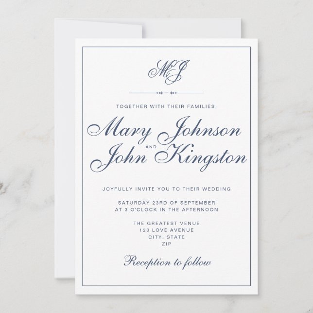 Invitation de mariage élégante (Devant)