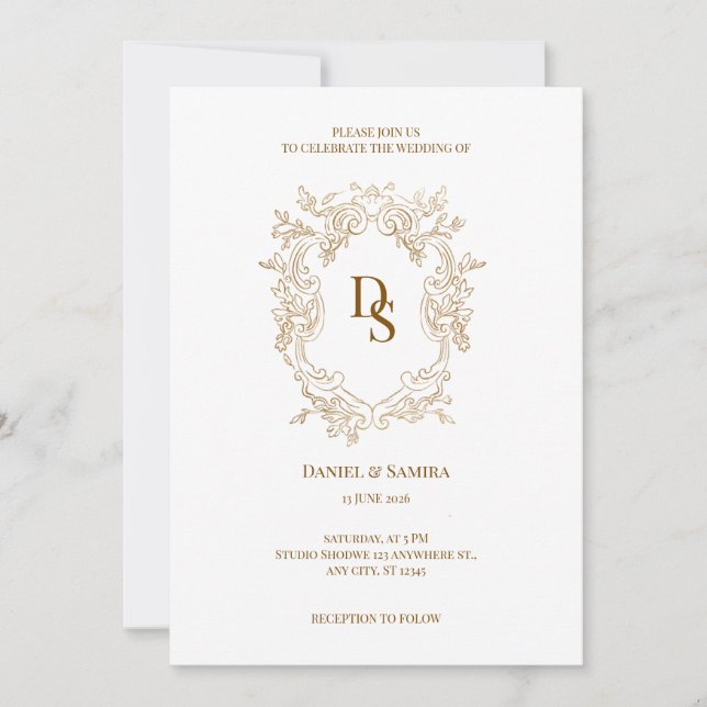 Invitation de mariage élégante (Devant)
