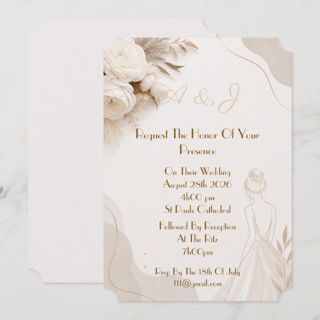 Invitation de mariage élégante (Devant / Derrière)
