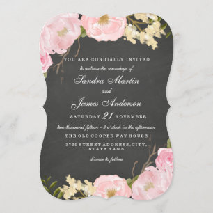 Invitation de mariage élégante à la craie florale