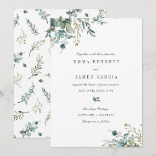 Invitation de mariage élégante à l'aquarelle eucal