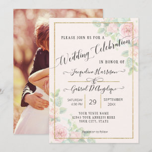 Invitation de mariage élégante à l'aquarelle flora