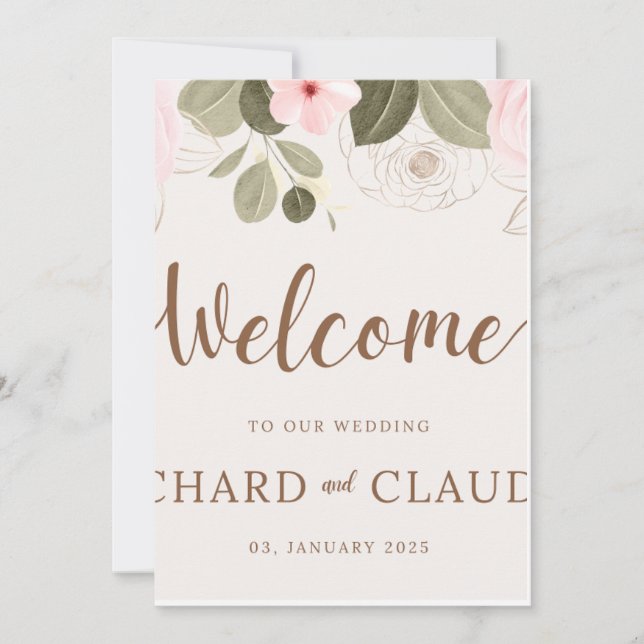 Invitation de mariage élégante à l'arche florale d (Devant)