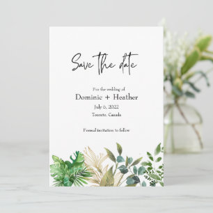 Invitation de mariage élégante à motif de feuille 