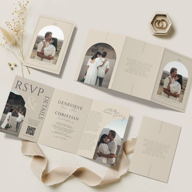 Invitation de mariage élégante à trois volets avec (Créateur téléchargé)