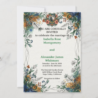 Invitation de mariage élégante Aquarelle Éthérée P