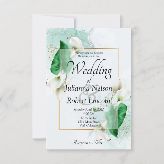 Invitation de mariage élégante aux callas (Devant)