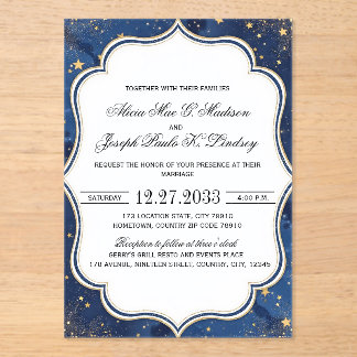 Invitation de mariage élégante aux florales bleues
