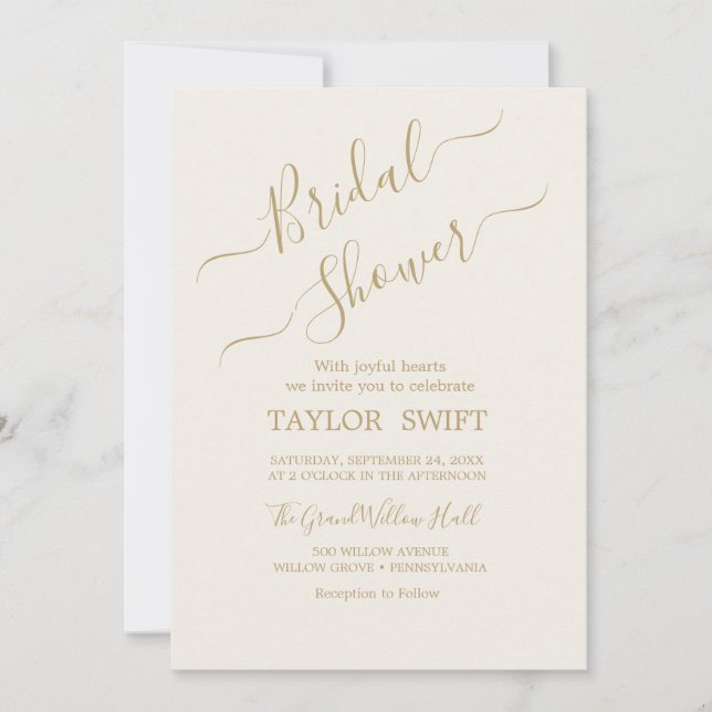 Invitation de mariage élégante avec calligraphie d (Devant)