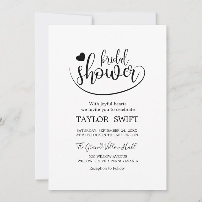 Invitation de mariage élégante avec calligraphie d (Devant)