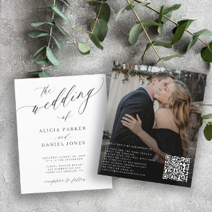 Invitation de mariage élégante avec code QR budgét