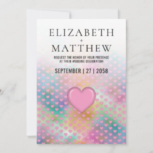 Invitation de mariage élégante avec cœur rose