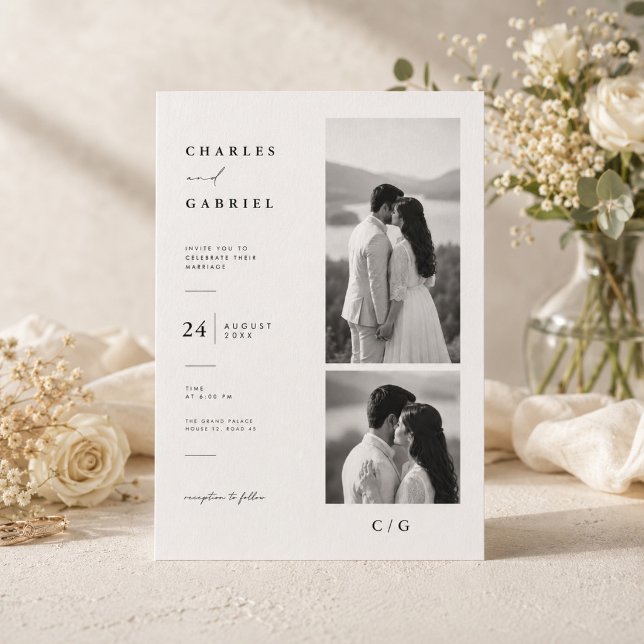 Invitation de mariage élégante avec collage de pho (Créateur téléchargé)