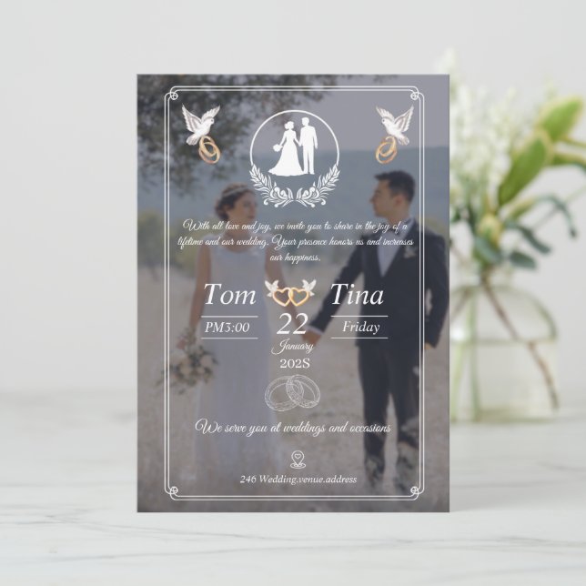 Invitation de mariage élégante avec nouveau design (Debout devant)