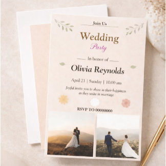 Invitation de mariage élégante avec photo