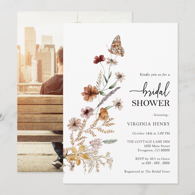 Invitation de mariage élégante avec photo de douch (Devant / Derrière)