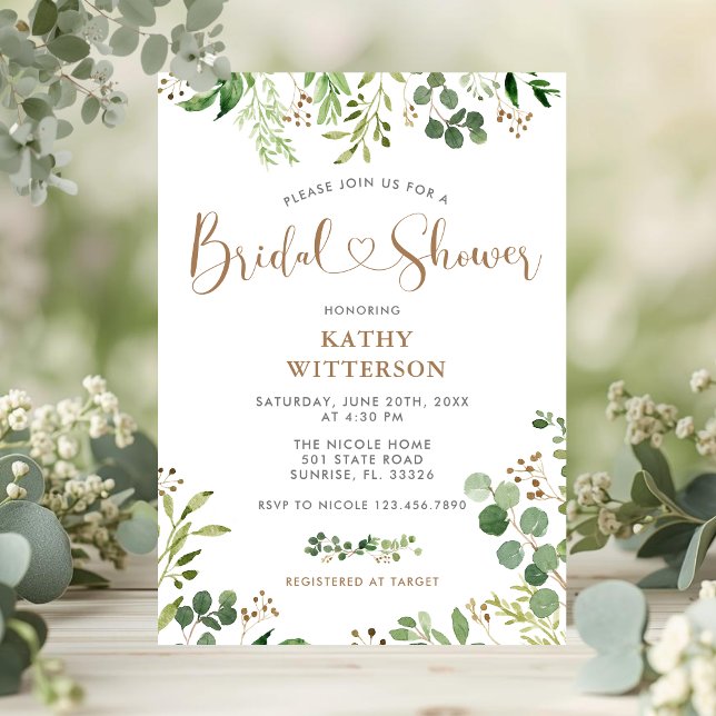 Invitation de mariage élégante avec verdure (Créateur téléchargé)