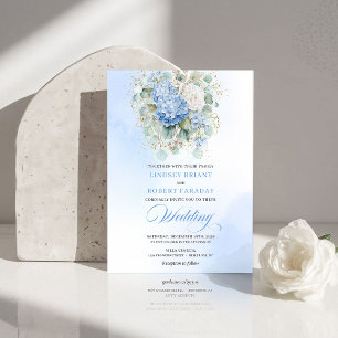 Invitation de mariage élégante Boho au pastel bleu