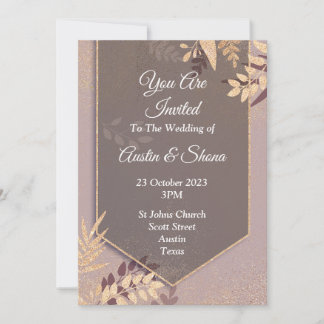 Invitation de mariage élégante, bronze, or