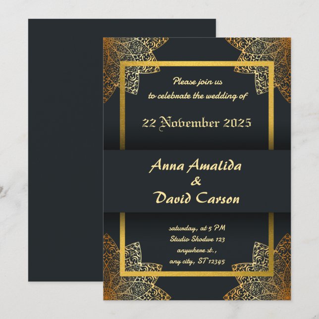 Invitation de mariage élégante | Carte Mariage mod (Devant / Derrière)