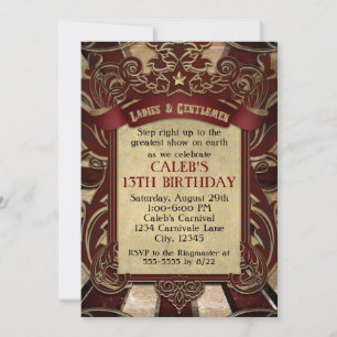 Invitation de mariage élégante cirque vintage