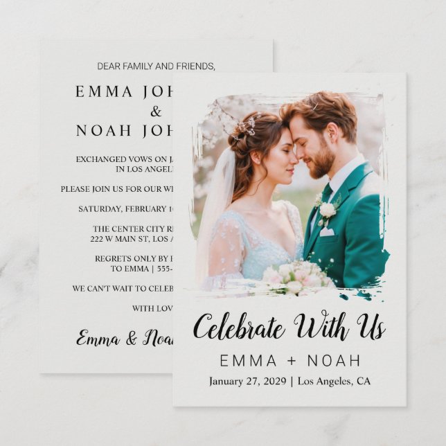 Invitation de mariage élégante classique pour réce (Devant / Derrière)