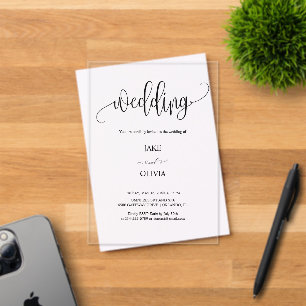 Invitation de mariage élégante en acrylic transpar