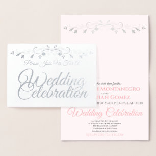 Invitation de mariage élégante en argent rose et g